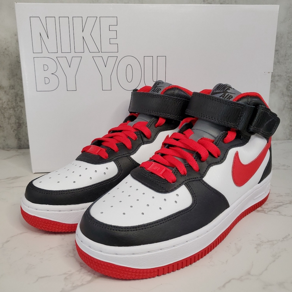 BNIB Nike Air Force 1 (AF1) Mid in Red, Black, and Grey, Size 7